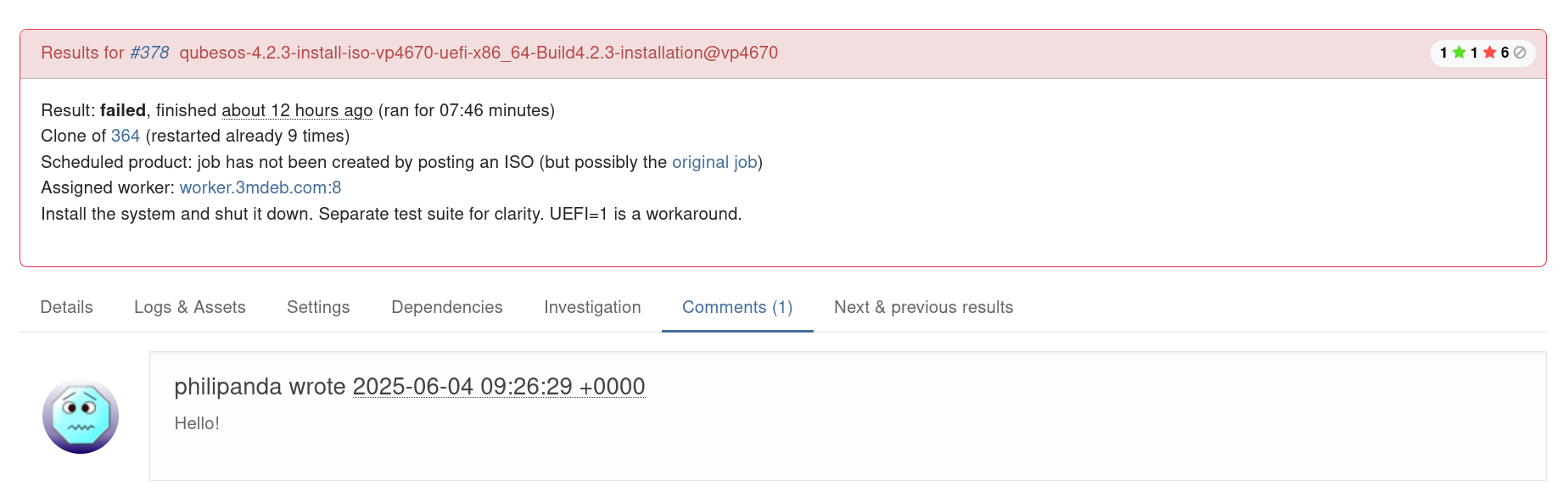 Comments tab